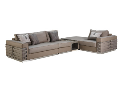 Sofá esquinero marrón, sofá de diseño de muebles creativos de cuero nuevo.