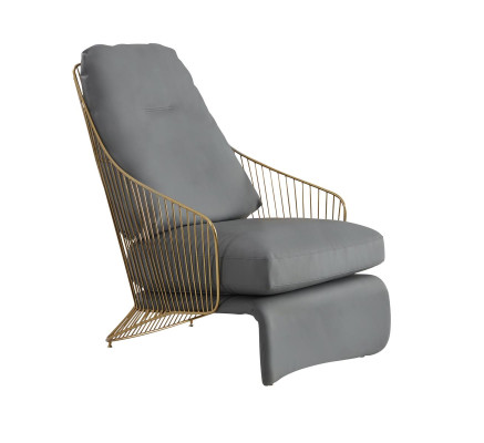 Sillón de relajación de diseñador de lujo Lounge Club de cuero acero inoxidable muebles de diseño