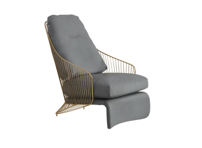 Sillón de relajación de diseñador de lujo Lounge Club de cuero acero inoxidable muebles de diseño