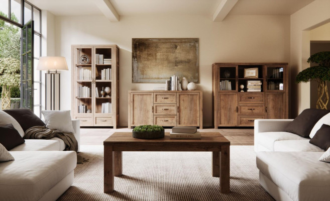 Conjunto de muebles de salón: armario de libros, cómoda, vitrina de diseñador de salón, 3 piezas. Nuevo.