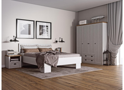 Cama mesita de noche armario de 4 piezas juego de dormitorio diseño Art Deco casa de campo