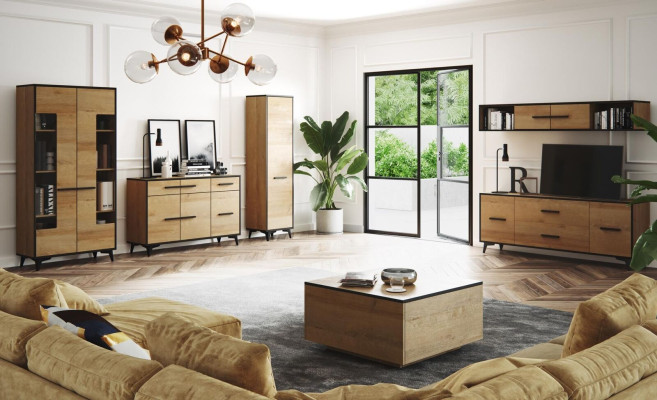 Cómoda Armario Soporte de TV Estante Sala de estar Juego de muebles de 6 piezas. Mueble pared del salónconjunto de paredes.