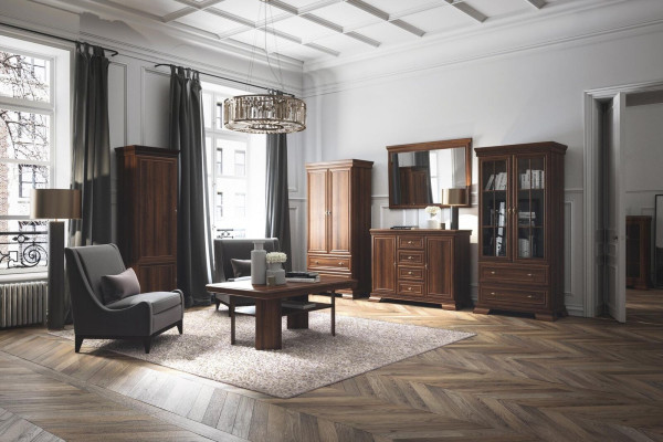 Conjunto vitrina cómoda de 4 piezas. Mueble de madera estantería sala de estar grupo de pared de estar.
