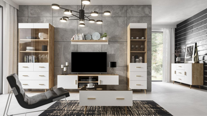 Mueble de salón, conjunto de sala de estar, vitrina, cómoda, estante de pared, vitrinas, juegos de muebles de 4 piezas.