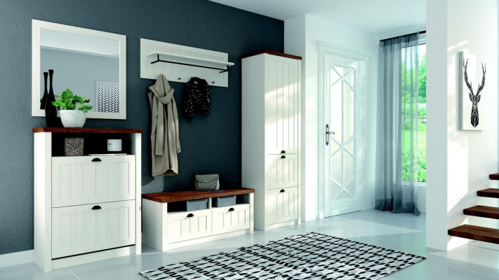 Mueble zapatero de 2 compartimentos blanco - estante de zapatos soporte para zapatos pasillo estantería de estilo rústico.