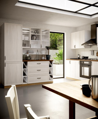 Bloque de cocina, armario de línea, cocina en línea, armario alto, estante de almacenamiento, cocina nueva.