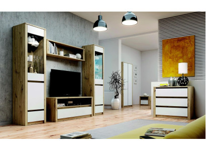 Diseño conjunto de sala de estar Vitrina 2x cómoda mural estante gabinete 4 piezas.