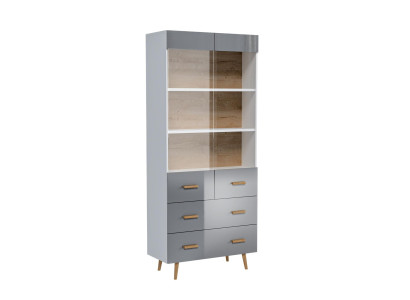 Vitrina Aparador Armario Estante Estilo Moderno Colección Sala de Estar Gris Vitrinas