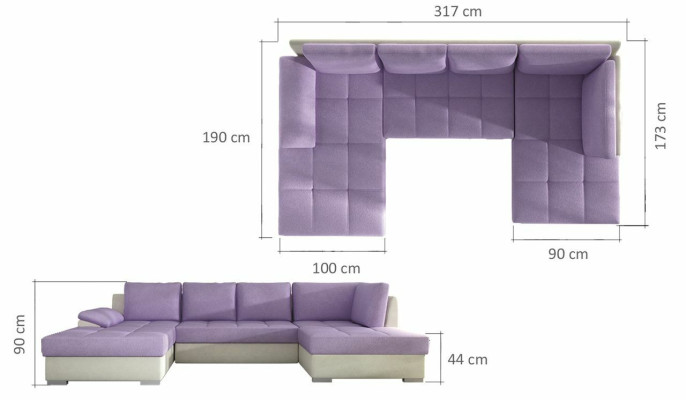Sofá en forma de U gran diseño Sala de estar Sofá de esquina xxl Acolchado Esquina