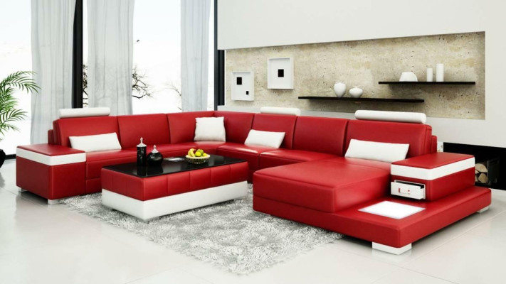 Sofá de cuero, sofá de diseñador en forma de U, sofá para la casa, sofá, decoración, sofá esquinero.