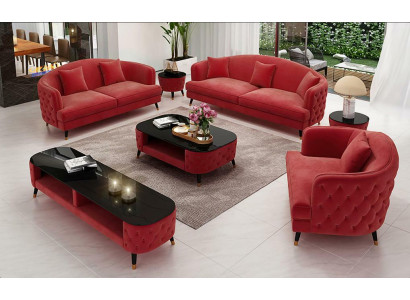Sofá conjunto 3+2+1 asientos mesa auxiliar aparador Conjunto de diseño moderno de 7 piezas