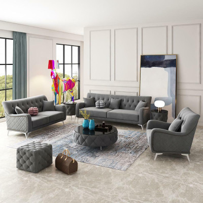 Sofá de 7 piezas. Juego de sofá de 3 plazas, mesa de café, sofá moderno, sofás de terciopelo nuevos.