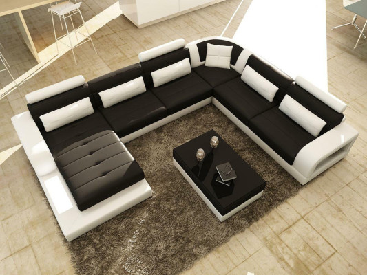 Sofá esquinero de cuero marrón Sofá Couch Diseño Asientos Cojín Combinado
