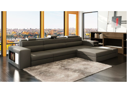 Sofá esquinero de cuero, sofá de salón en forma de L, sofá decorativo, sofá, acolchados, asiento, esquina.