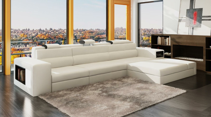 Sofá esquinero de cuero, sofá de salón en forma de L, sofá decorativo, sofá, acolchados, asiento, esquina.