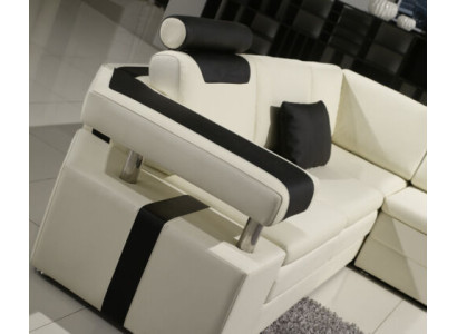 Sofá esquinero de diseño para sala de estar con cojines y asiento acolchado.
