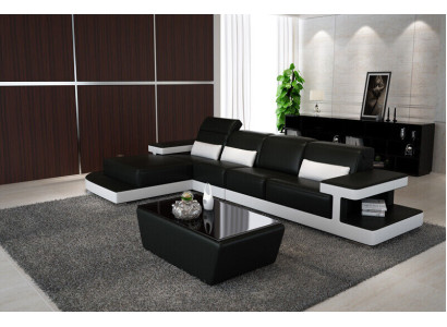 Sofá moderno de cuero, decoración de sala de estar, sofá de cuero, conjunto de sofás en forma de L.