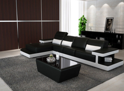 Sofá moderno de cuero, decoración de sala de estar, sofá de cuero, conjunto de sofás en forma de L.