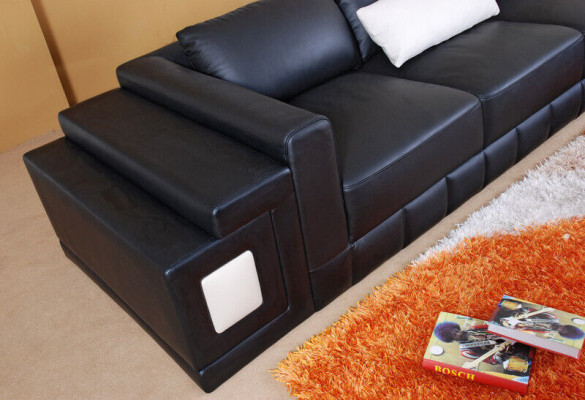 Sofá esquinero de cuero sofá sofá acolchado esquina sala de estar conjunto asiento en forma de L