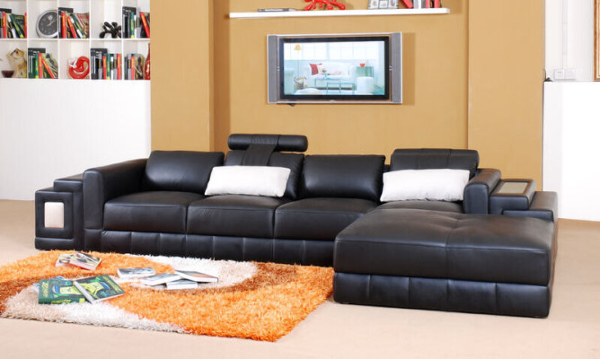 Sofá esquinero de cuero sofá sofá acolchado esquina sala de estar conjunto asiento en forma de L
