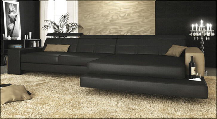 Conjunto Sofá Diseñador Esquinero con Taburete Sofá de Salón Tapizado