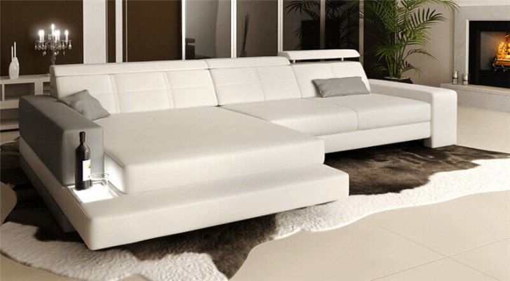 Conjunto Sofá Diseñador Esquinero con Taburete Sofá de Salón Tapizado