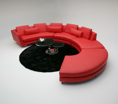 Sofá esquinero de esquina rojo, sofá redondo, conjunto de áreas de estar, sofá redondo, juego de muebles tapizados, sofás.