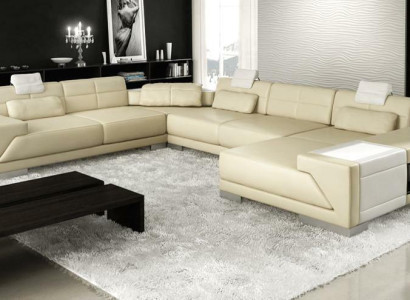 XXL GRAN Sala de estar en forma de U Sofá en esquina Sofá Mueble de tapicería.