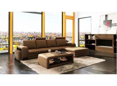 Sofá de esquina Conjunto de sofás de 3 piezas Mesa de sofá Taburete Juego de sofás de cuero