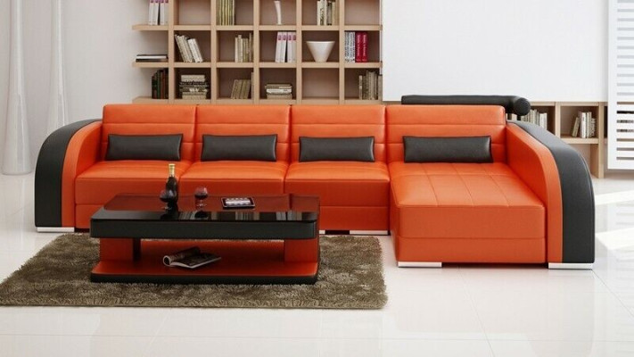 Moderno sofá esquinero en forma de L tapizado asiento rincón sofá + sillón sofás.