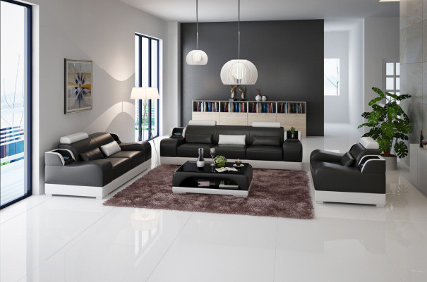 Sofá modular de 3 plazas Set de sofás Design Sofá Acolchado Sofá Sofá Moderno