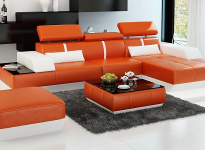 Sofá moderno rinconera en forma de L tapizado asiento esquina sofá + taburete
