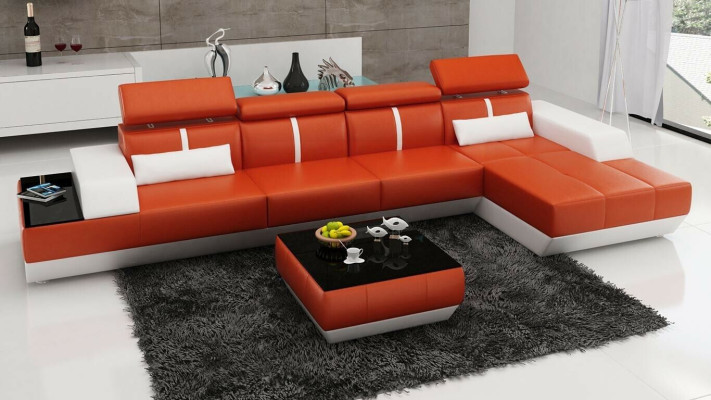 Sofá moderno rinconera en forma de L tapizado asiento esquina sofá + taburete