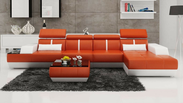 Sofá moderno rinconera en forma de L tapizado asiento esquina sofá + taburete