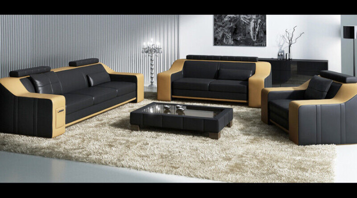 Sofá de cuero conjunto de sofás salón conjunto 3+2+1 plazas moderno sofá conjunto nuevo