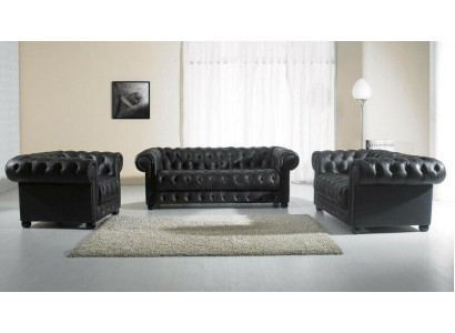 Sofás Chesterfield de cuero de 3+2 plazas, juego de sofás.