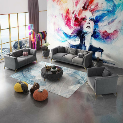 Mueble de sofá diseñado 3+2+1 plazas tela conjunto de sofás acolchados sofá