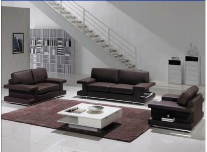 Sofá de cuero con un diseño de conjunto de sala de estar de 3+2+1 plazas, sofá moderno.