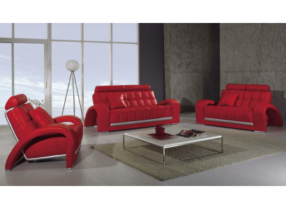 Sofá de cuero, sofá de salón, conjunto de sofás de 3+1+1 plazas
