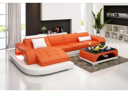 Sofá esquinero conjunto de sala de estar sofá de cuero sofá de diseñador sofá sofá silla sofá esquinero naranja