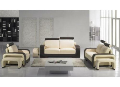 Sofá de cuero Conjunto de sofás 3+2+1 Asientos Set Decoración Set de tapicería Sofá Sofá