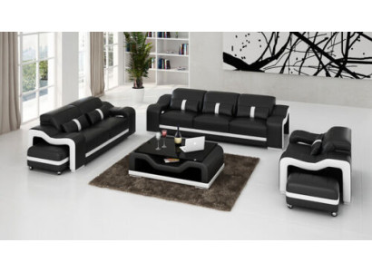 Sofá 3 plazas de conjunto de diseño sofás de relax de cuero.