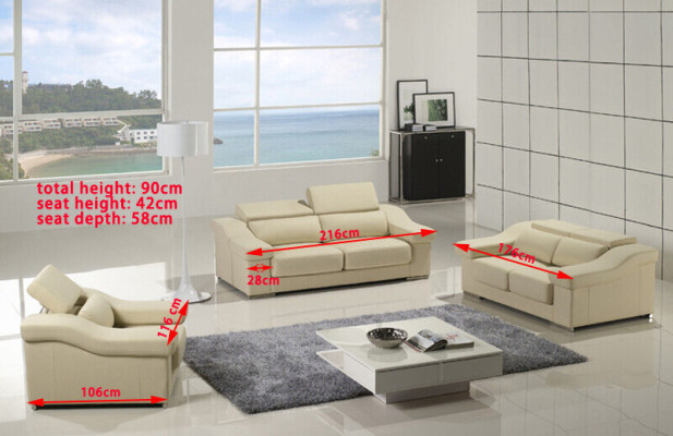 Muebles de sofá Sofá de diseño Juegos de muebles de asiento Polster 3 Plazas Conjunto de sofás de cuero