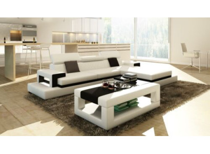 Sofá esquinero de cuero, sofá tapizado, sofá de esquina con chaise longue, sofá de salón, sofá esquinero.