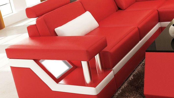 Sofá de diseñador sofá esquinero de cuero textil tapicería conjunto de muebles de salón.