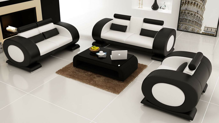 Set de sofás de diseño Sofagarnitur Garnituren Sofás tapizados Sofás de cuero 3 plazas Nuevo