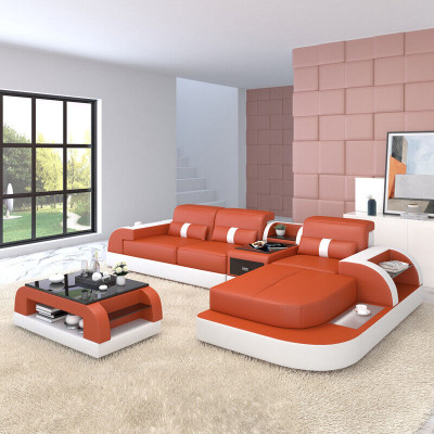 Sofá de esquina en forma de L conjunto de sala de estar sofá sofá acolchado esquina conjunto de cuero