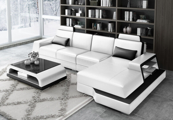 Sofá esquinero Sofá conjunto de estar en forma de L Sofá tapizado Sofá de cuero Beige Sofás