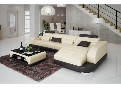 Sofá en forma de L de esquina en tela, conjunto de sofás de diseño moderno y salón.