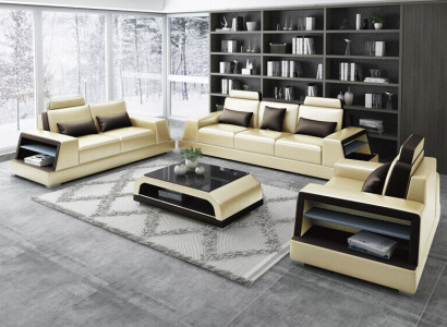 Sofá Set de sillones Diseño Sofás Sofás tapizados Sofás de cuero Modernos 3+3